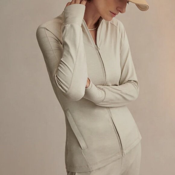 Varley Tops - Varley Marja Zip-Through Midlayer Pebble Marble NWT